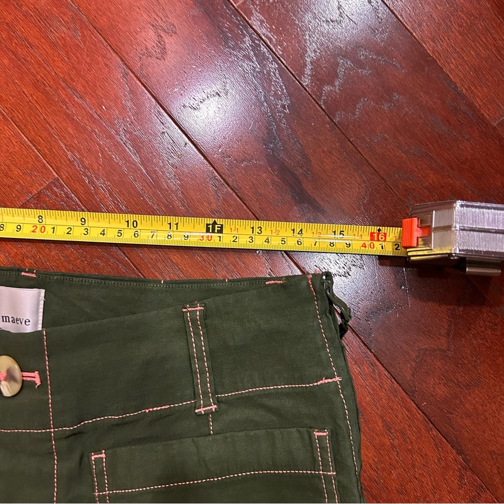 Anthropologie Maeve Colette Green Cropped Wide Leg Pants Contrast Stitch Size 30 - Picture 7 of 12